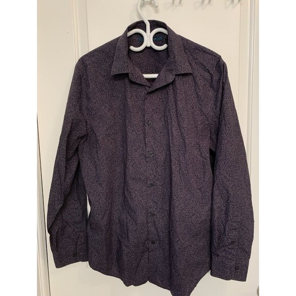 Perry Ellis Men’s Long Sleeve Dress Shirt Cotton Large Patterned - Picture 1 of 5